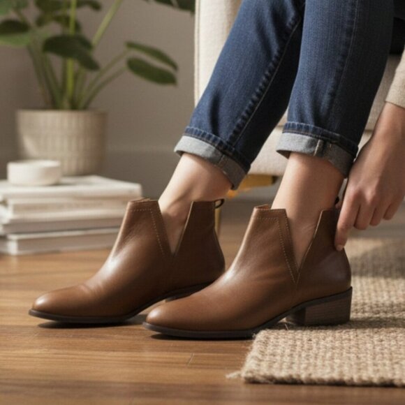 Diba Shoes - Diba True Stop By Taupe Suede Leather Cutout Ankle Booties Size 7